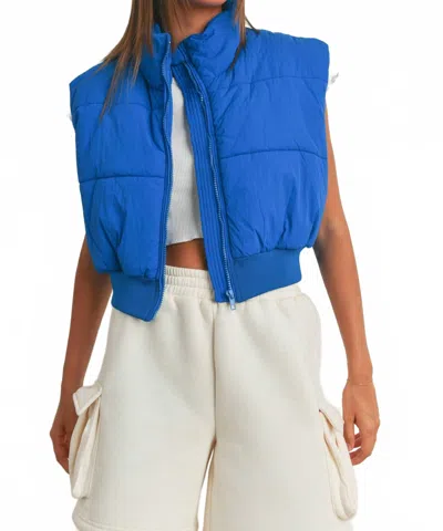 Buttermelon Zip-up Crop Vest In Blue