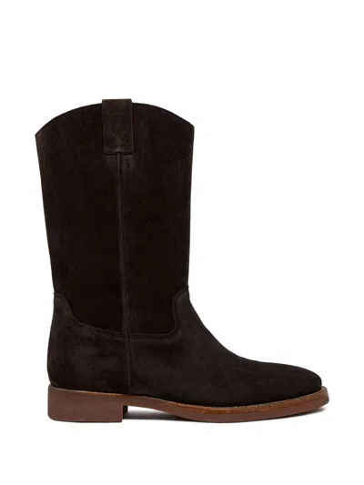 Buttero Chianti Panelled Suede Boots In Brown