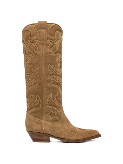 Buttero Embossed-details Cowboy Boots In Brown