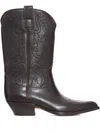Buttero Embroidered-detail Leather Boots In Brown