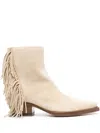 Buttero Fringed Suede Ankle Boots In Neutrals