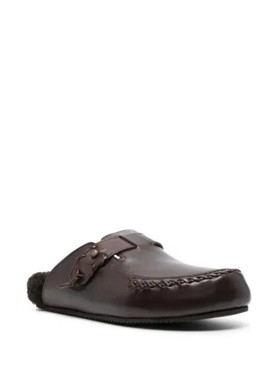 Buttero Glamping Woven Leather Mules In Multi