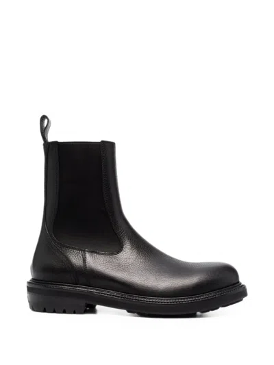 Buttero Grainy Leather Chelsea Boots In Black