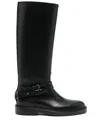 Buttero Knee-high Leather Boots In Black