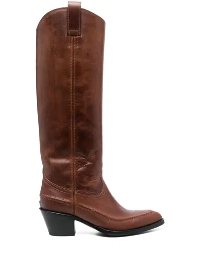 Buttero Knee-length Cowboy Boots In Braun