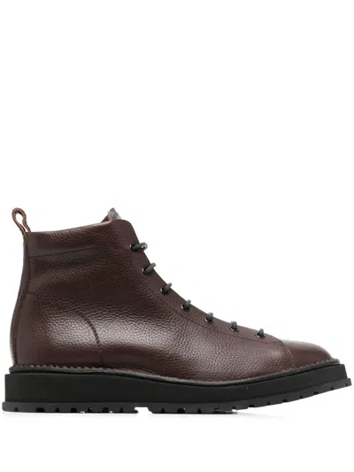 Buttero Lace-up Ankle Boots In Brown