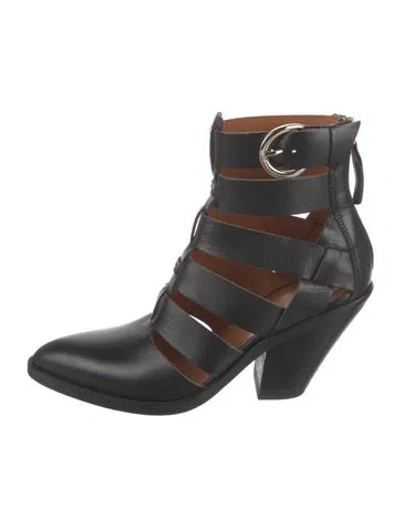 Pre-owned Buttero Leather Printed Combat Boots In Black