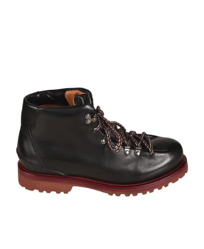 Buttero Logo Lace Up Boots In Black
