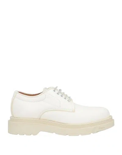 Buttero Man Lace-up Shoes Ivory Size 8 Leather In White
