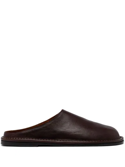 Buttero Round-toe Slippers In Ebony