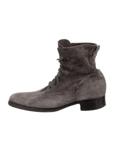 Pre-owned Buttero Suede Lace-up Boots In Gray