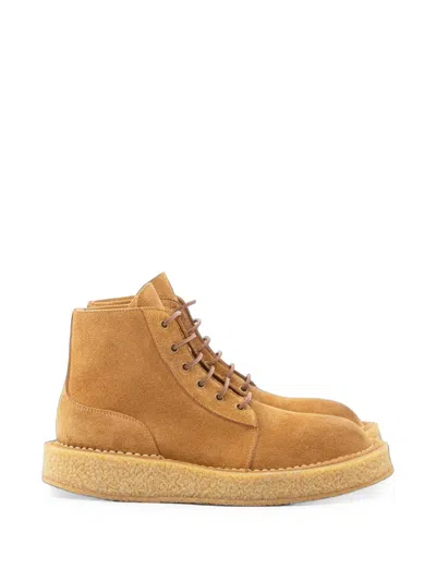 Buttero Suede Lace-up Desert Boots In Animal Print