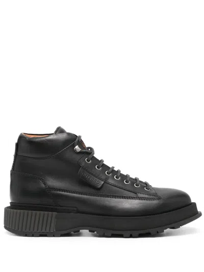Buttero Varbug Lace-up Leather Boots In Black