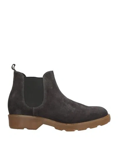 Buttero Woman Ankle Boots Charcoal Size 12 Leather In Gray