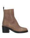 Buttero Woman Ankle Boots Khaki Size 6 Leather In Beige