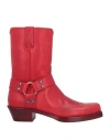 Buttero Woman Ankle Boots Red Size 11 Soft Leather In Red