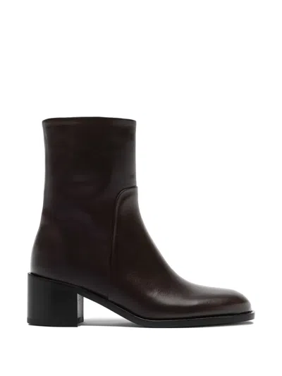 Buttero Zipped Ankle Boots In Brown