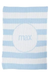 Butterscotch Blankees Modern Stripe Personalized Stroller Blanket In White/pale Blue