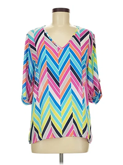 Pre-owned Buttons 3/4 Sleeve Blouse In Blue