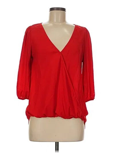 Pre-owned Buttons 3/4 Sleeve Blouse In Red