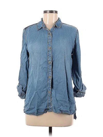 Pre-owned Buttons 3/4 Sleeve Button Down Shirt In Blue