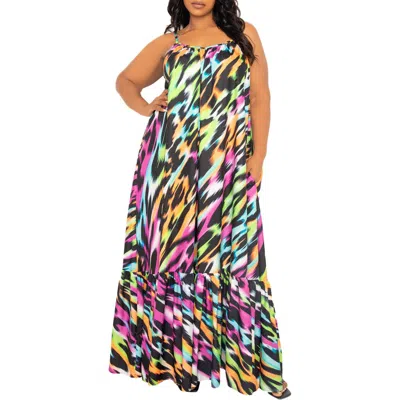 Buxom Couture Animal Print Chiffon Maxi Dress In Multi