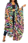 BUXOM COUTURE BUXOM COUTURE ANIMAL PRINT CHIFFON ROBE WITH WRIST BANDS