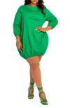 Buxom Couture Bubble Hem Cotton Blend Poplin Dress In Green