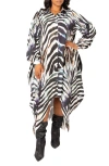 Buxom Couture Drape Maxi Shirtdress In White Multi