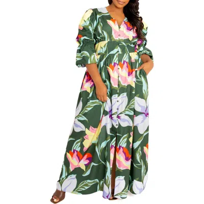 Buxom Couture Floral Maxi Dress In Multi