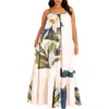 Buxom Couture Plus Size Floral Voluminous Maxi Dress In Beige Multi
