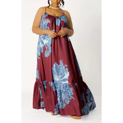 Buxom Couture Floral Print Voluminous Maxi Dress In Multi