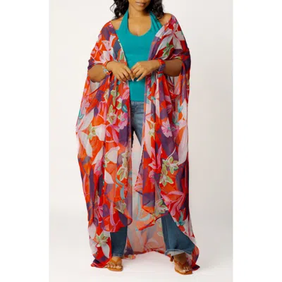 Buxom Couture Floral Robe With Wristband In Multi
