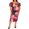 Buxom Couture Floral Scuba Midi Dress In Black Multi