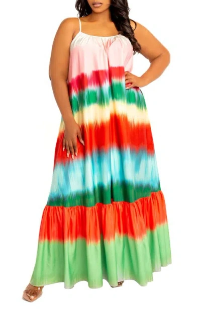 BUXOM COUTURE BUXOM COUTURE GRADIENT STRIPE MAXI DRESS