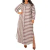 Buxom Couture Long Sleeve Button-up Maxi Shirtdress In Khaki Stripe