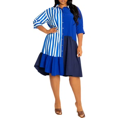 Buxom Couture Mixed Print Shirtdress In Multi