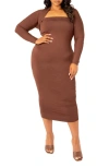 Buxom Couture Modal Tube Dress & Shrug In Chocolate