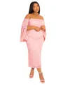 Buxom Couture Plus Size Off Shoulder Lace Midi Dress In Mauve