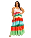 Buxom Couture Plus Size Ombre Stripe Voluminous Maxi Dress In Multi