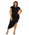 Buxom Couture Plus Size Sleeveless Asymmetrical Ruched Dress In Black