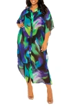 Buxom Couture Print Cover-up Shirtdress In Multi