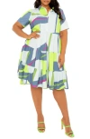 BUXOM COUTURE BUXOM COUTURE PRINT TIERED SHIRTDRESS