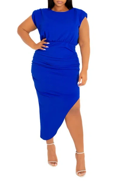 Buxom Couture Sleeveless Asymmetric Hem Dress In Royal Blue