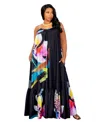 Buxom Couture Floral Print Voluminous Maxi Dress In Multi