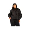 Buxom Couture Women's Plus Size Bow Neck Puff Sleeve Denim Blouse In Denim Black