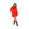 Buxom Couture Bubble Hem Cotton Blend Poplin Dress In Red