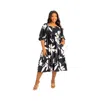 Buxom Couture Floral Smocked Midi Dress In Black Multi