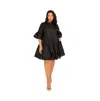Buxom Couture Linen Flutter Mini Dress In Black