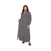 Buxom Couture Long Sleeve Button-up Maxi Shirtdress In Black Stripe